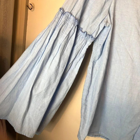BeachLunchLounge | Bell Sleeve Button Down Blue Sm - Picture 5 of 5